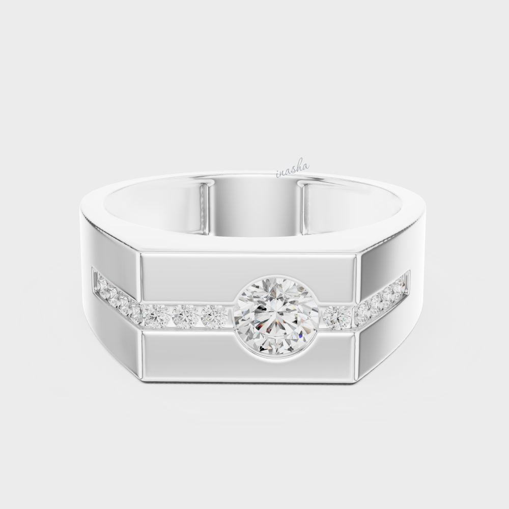 modern men’s lab grown diamond ring round cut